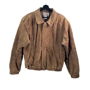 VTG‎ Fox River Suede Bomber Jacket sz L Brown leather bomber western 80s grunge